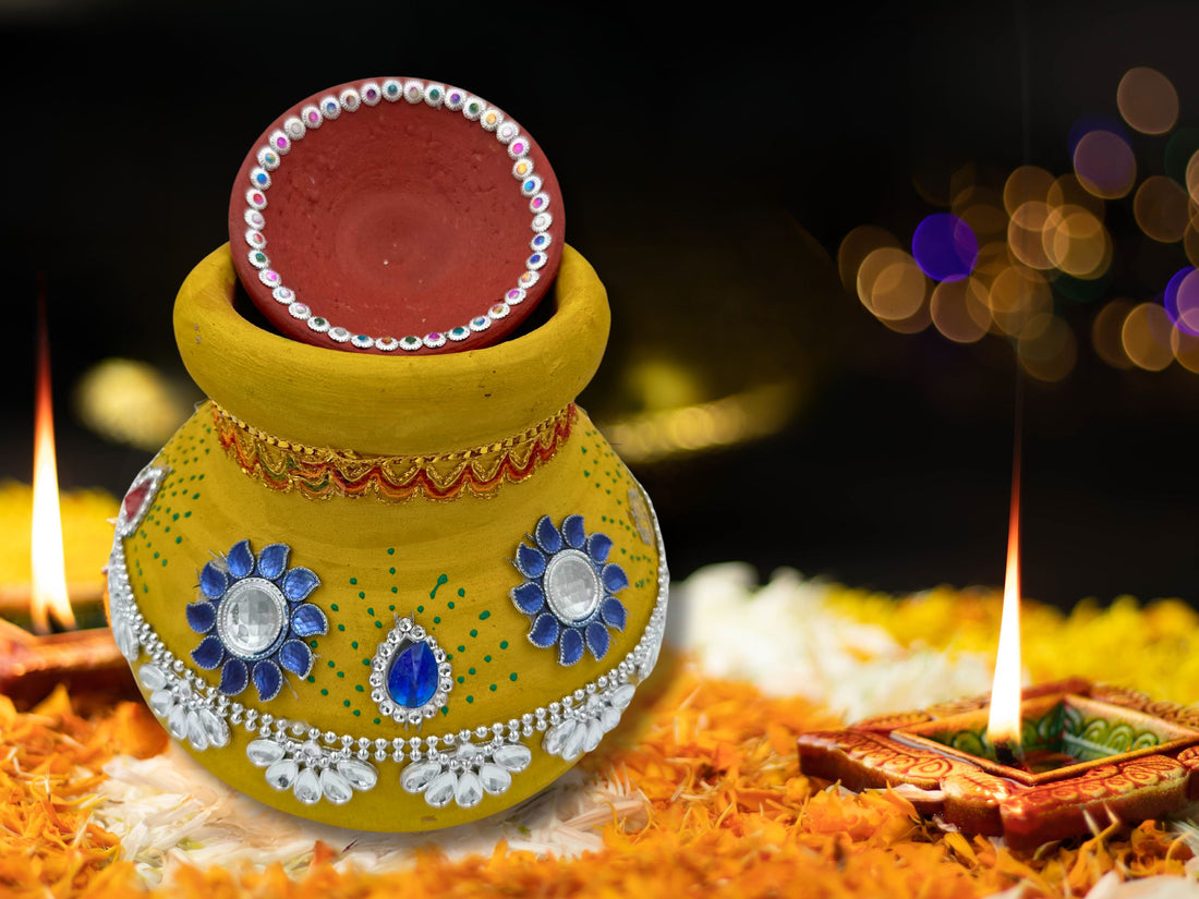 POOJA MATKI  (8 INCH) 4 PCS X 1 CTN (made of clay)