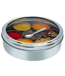 STAINLESS STEEL SPICE BOX (D: 7.5'':)